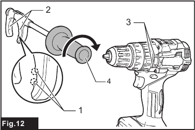 Makita - HP002G - Installing side grip (auxiliary handle) Installing side grip (auxiliary handle)