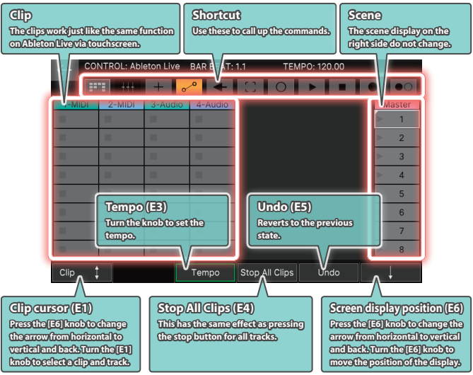 Roland - FANTOM-6 - SESSION VIEW screen SESSION VIEW screen