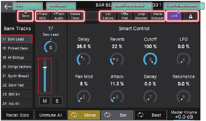 Roland - FANTOM-6 - Shift Menu Screen Shift Menu Screen