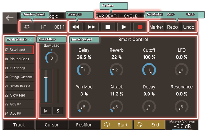 Roland - FANTOM-6 - Track Edit Screen Track Edit Screen