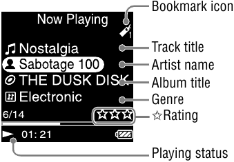Sony - WALKMAN NW-A1000 Series - Now Playing screen Now Playing screen