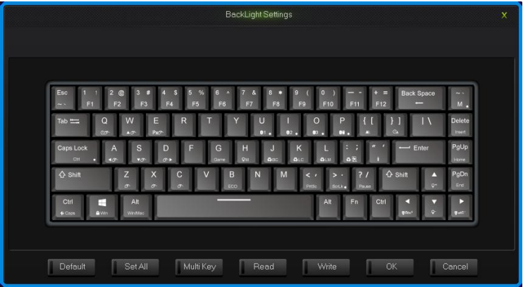 NIZ - ATOM 68 - Backlight settings interface Backlight settings interface