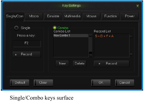 NIZ - WP108 - Single/Combo keys surface Single/Combo keys surface