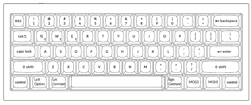 Keychron - Q4 Pro - DEFAULT KEY LAYOUT - Part 1 DEFAULT KEY LAYOUT - Part 1
