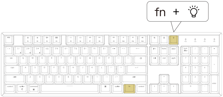 Keychron - K10 - Turning Off the Backlight - Using light effect key Turning Off the Backlight - Using light effect key