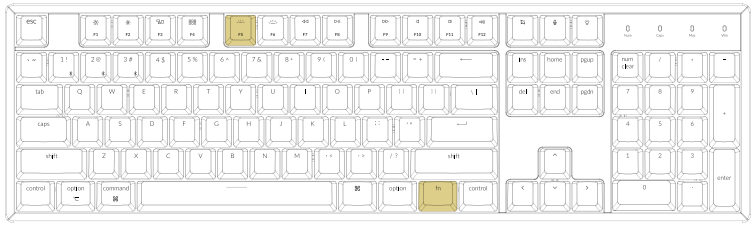 Keychron - K10 - Turning Off the Backlight - Using the F5 key Turning Off the Backlight - Using the F5 key