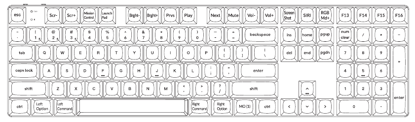 Keychron - K5 Pro - DEFAULT KEY LAYOUT - LAYER 0 DEFAULT KEY LAYOUT - LAYER 0
