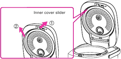 Toshiba - RC-18ISPMY - Remove the detachable inner lid Remove the detachable inner lid