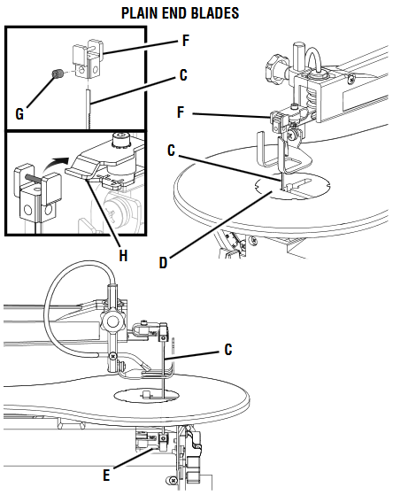 Ryobi - SC165VS - INSTALLING AND REMOVING PLAIN END BLADES INSTALLING AND REMOVING PLAIN END BLADES