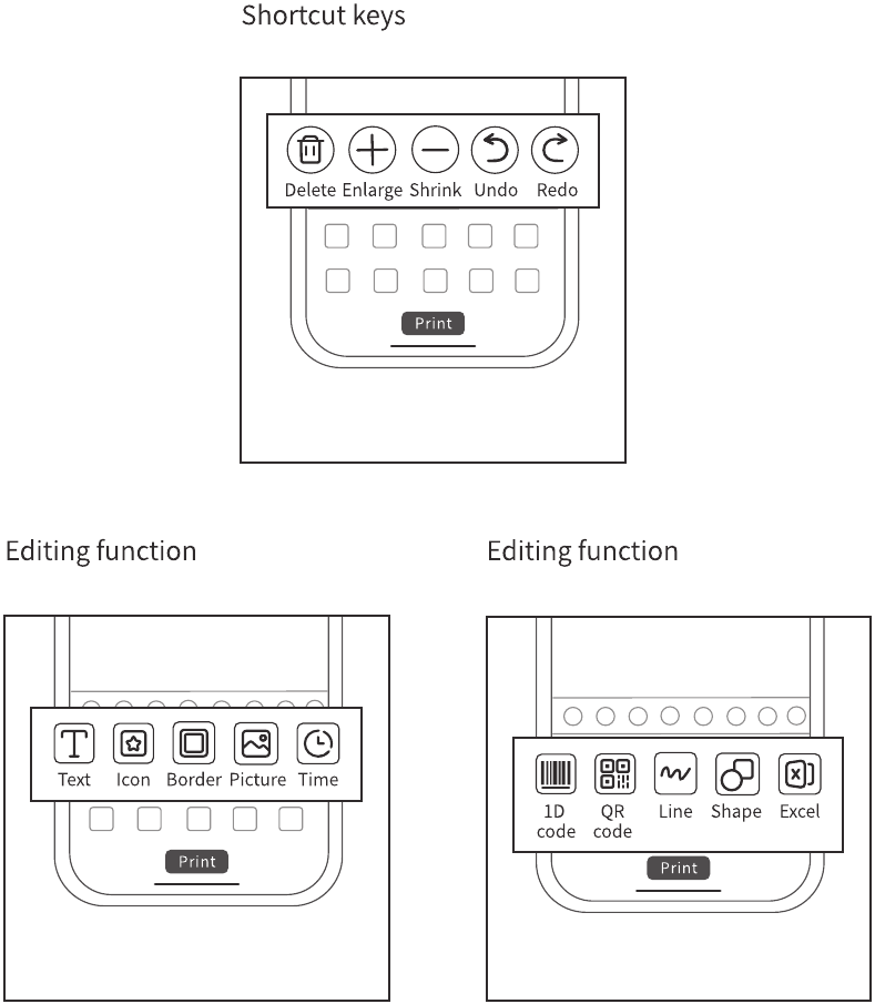Phomemo - M120 - Edit function description - Keys and functions Edit function description - Keys and functions