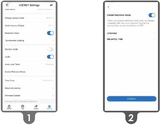 Lockly - ACCESS TOUCH - Enabling the Welcome Mode Enabling the Welcome Mode