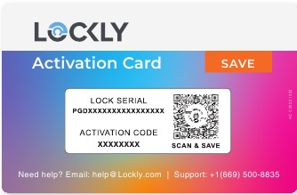 Lockly - ACCESS TOUCH PRO - Activation Code Card Activation Code Card