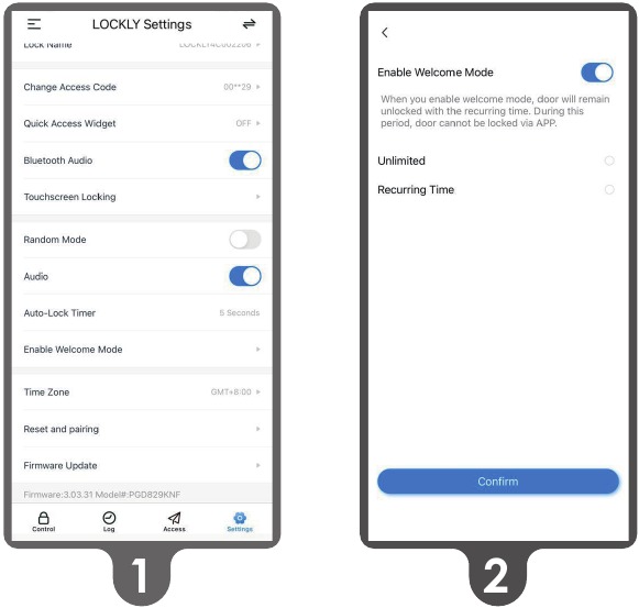 Lockly - ACCESS TOUCH PRO - Enabling the Welcome Mode Enabling the Welcome Mode