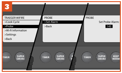 Traeger - Ironwood 650 - COOKING WITH THE PROBE - If the grill is turned off - Step 3 COOKING WITH THE PROBE - If the grill is turned off - Step 3