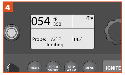 Traeger - Ironwood 650 - COOKING WITH THE PROBE - If the grill is turned on- Step 4 COOKING WITH THE PROBE - If the grill is turned on- Step 4