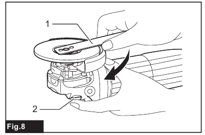 Makita - GA4030R - Installing or removing depressed center wheel or flap disc - Step 2 Installing or removing depressed center wheel or flap disc - Step 2