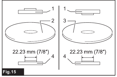 Makita - GA4030R - Installing the abrasive cut-off wheel For 115-125 mm model Installing the abrasive cut-off wheel For 115-125 mm model
