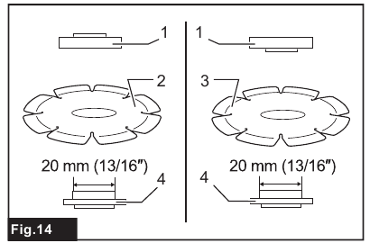 Makita - GA4030R - Installing the diamond wheel for 100 mm model Installing the diamond wheel for 100 mm model