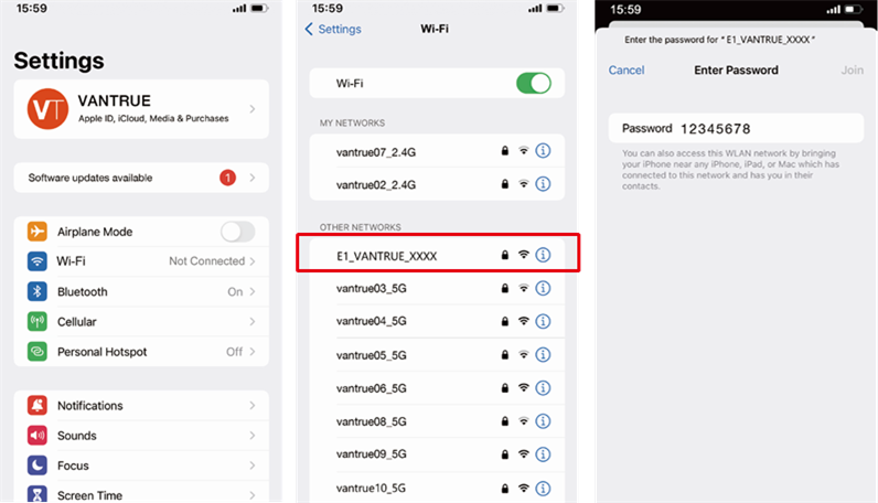 Vantrue - Element 1 - WiFi Connection WiFi Connection
