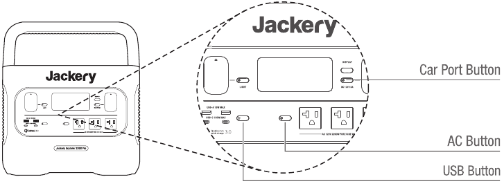 Jackery - Explorer 2000 Pro - Powering On/Off the Device Powering On/Off the Device