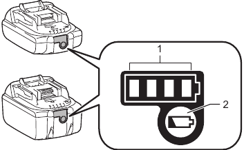 Makita - DDF485 - Indicating the remaining battery capacity - Step 1 Indicating the remaining battery capacity - Step 1