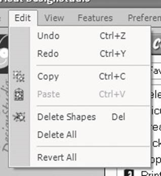 Cricut - DesignStudio - Edit Menu Edit Menu
