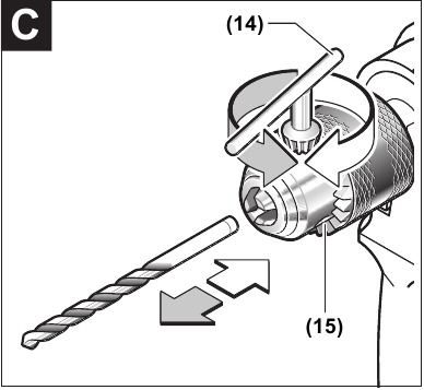 Bosch - Professional GSB 10 - Changing the Tool - Step 1 Changing the Tool - Step 1