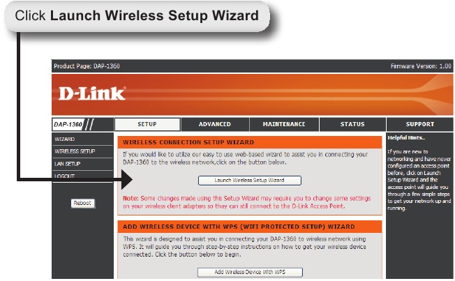 D-Link - DAP-1360 - Begin Configuring your DAP-1360 - Step 2 Begin Configuring your DAP-1360 - Step 2