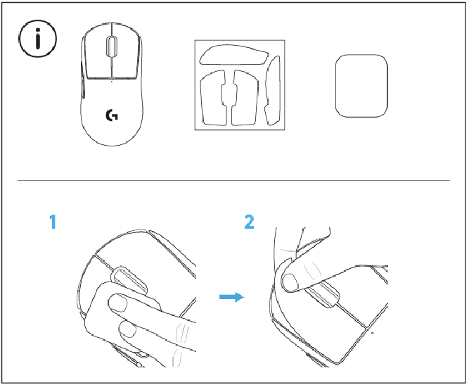 Logitech - G Pro X SUPERLIGHT - Setup - Installing the optional grip tape Setup - Installing the optional grip tape