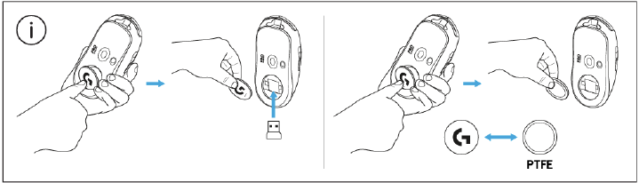 Logitech - G Pro X SUPERLIGHT - Setup - Storing the USB receiver inside the unit Setup - Storing the USB receiver inside the unit