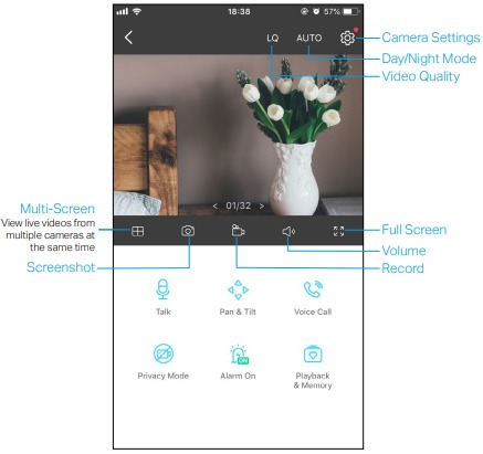 TP-Link - Tapo C200 - Main Unit Controls - Live View Main Unit Controls - Live View