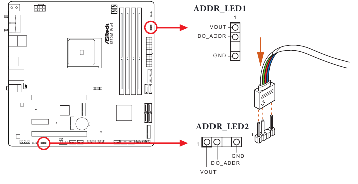 ASROCK - B550M Pro4 - Connecting the Addressable RGB LED Strip Connecting the Addressable RGB LED Strip