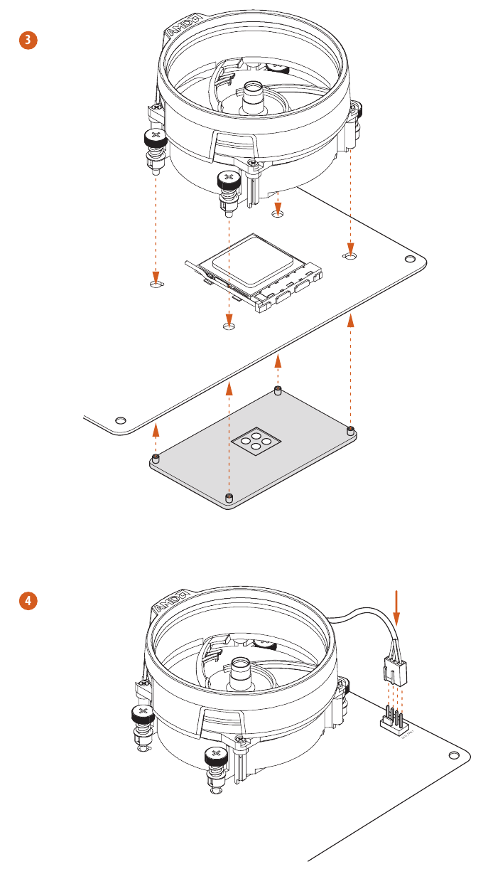 ASROCK - B550M Pro4 - Installing the CPU Fan and Heatsink - Step 2 Installing the CPU Fan and Heatsink - Step 2