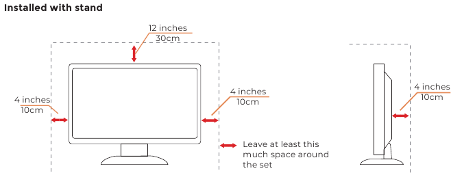 AOC - Q27G4XN - Recommended ventilation areas for installation Recommended ventilation areas for installation