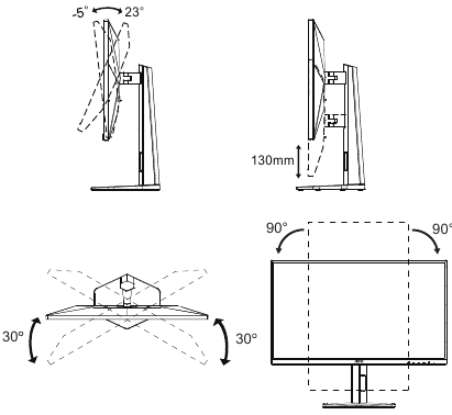 AOC - Q27G4XN - Setup - Adjusting Viewing Angle Setup - Adjusting Viewing Angle