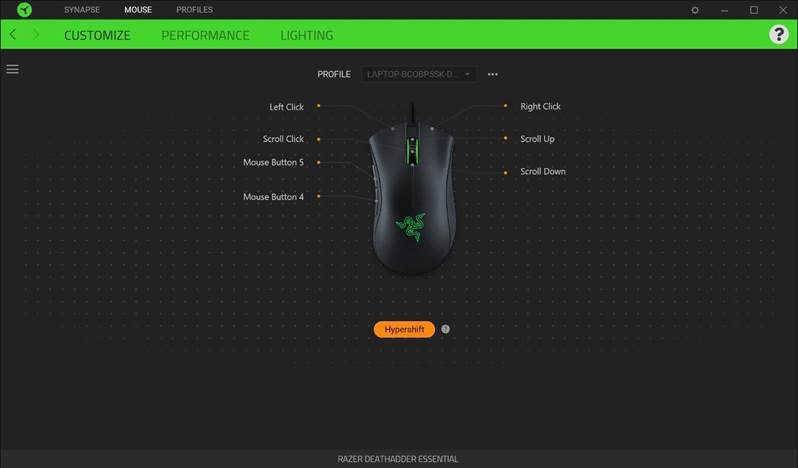 Razer - DEATHADDER ESSENTIAL - MOUSE TAB - Hypershift MOUSE TAB - Hypershift