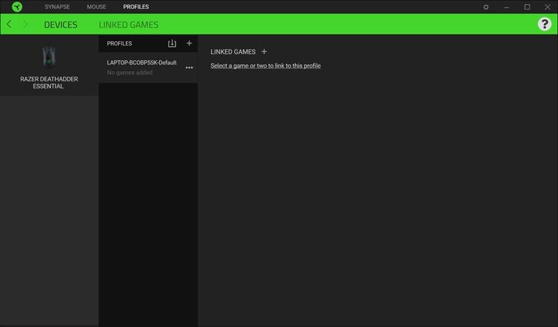 Razer - DEATHADDER ESSENTIAL - PROFILES TAB - Devices PROFILES TAB - Devices