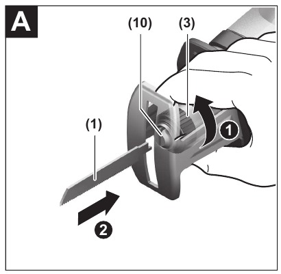 Bosch - Professional GSA 18V-LI C - Inserting the saw blade Inserting the saw blade