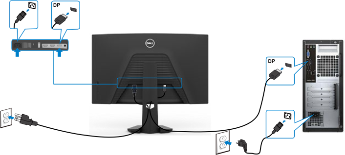 Dell - S2722DGM - Connecting the DisplayPort cable Connecting the DisplayPort cable