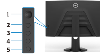 Dell - S2722DGM - Locking the rear-panel control buttons Locking the rear-panel control buttons