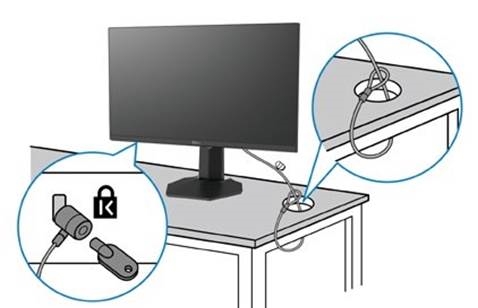 Dell - S2722DGM - Securing the monitor using Kensington lock (optional) Securing the monitor using Kensington lock (optional)
