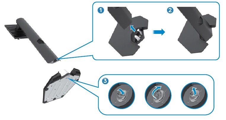 Dell - S2722DGM - To attach the monitor stand - Step 1 To attach the monitor stand - Step 1
