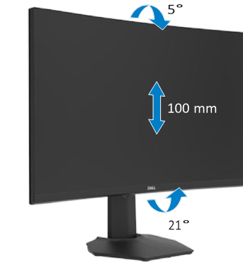 Dell - S2722DGM - Using the tilt and vertical extension Using the tilt and vertical extension