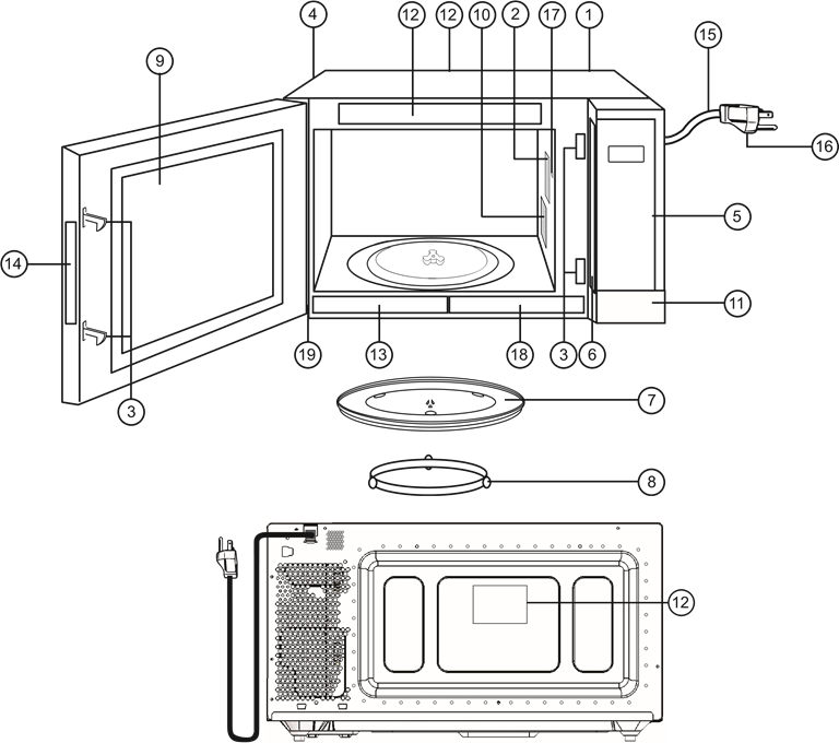 Panasonic - CYCLONIC NN-SN76LS - Location of Controls Location of Controls