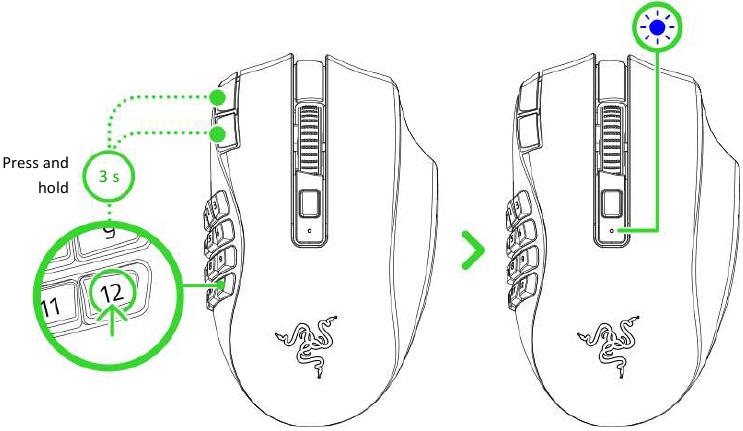 Razer - NAGA V2 HYPERSPEED - Connecting Via Bluetooth mode - Step 2 Connecting Via Bluetooth mode - Step 2