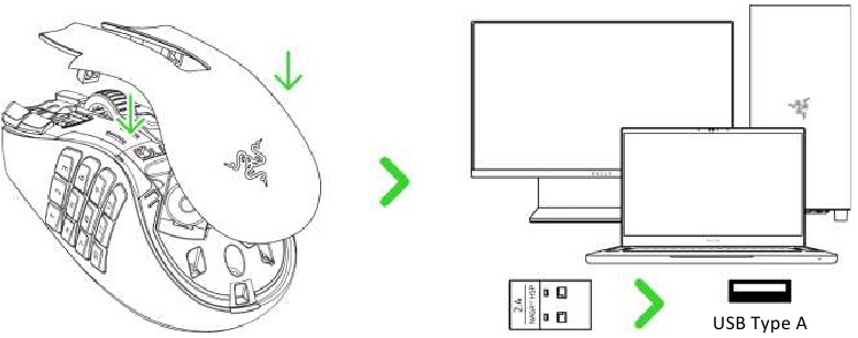 Razer - NAGA V2 HYPERSPEED - Connecting Via HyperSpeed Wireless mode - Step 2 Connecting Via HyperSpeed Wireless mode - Step 2