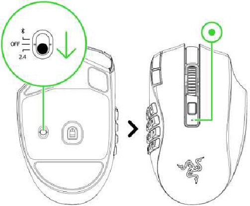 Razer - NAGA V2 HYPERSPEED - Connecting Via HyperSpeed Wireless mode - Step 3 Connecting Via HyperSpeed Wireless mode - Step 3