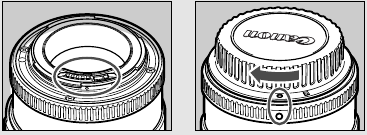 Canon - EF100mm f/2.8L MACRO IS USM - Mounting and Detaching the Lens Mounting and Detaching the Lens