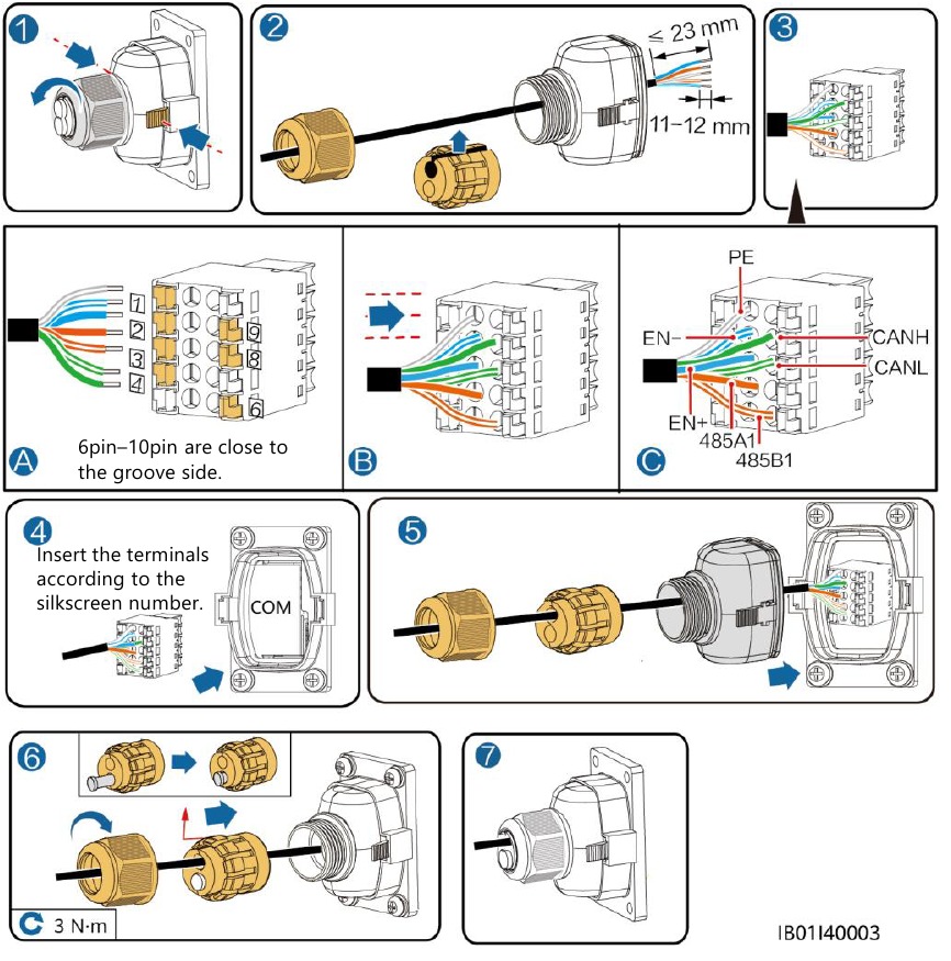 Huawei - LUNA2000-(5-30)-S0 - Connecting the Communications Terminal for Cascaded Batteries Connecting the Communications Terminal for Cascaded Batteries