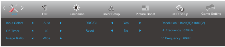 AOC - G2490VX - OSD Setting - Extra OSD Setting - Extra